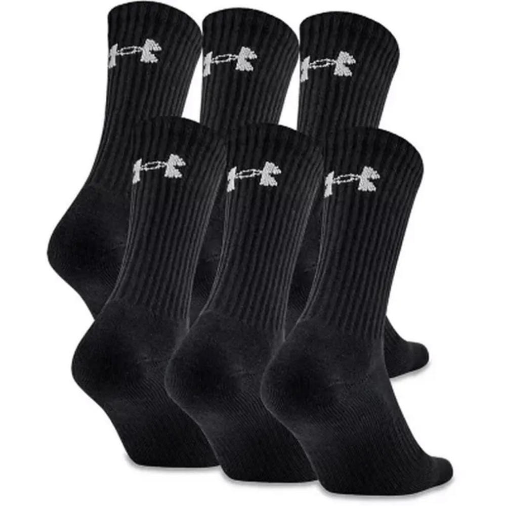Under Armour Charged Cotton 2.0 Crew Socks, 3 Pairs Size large